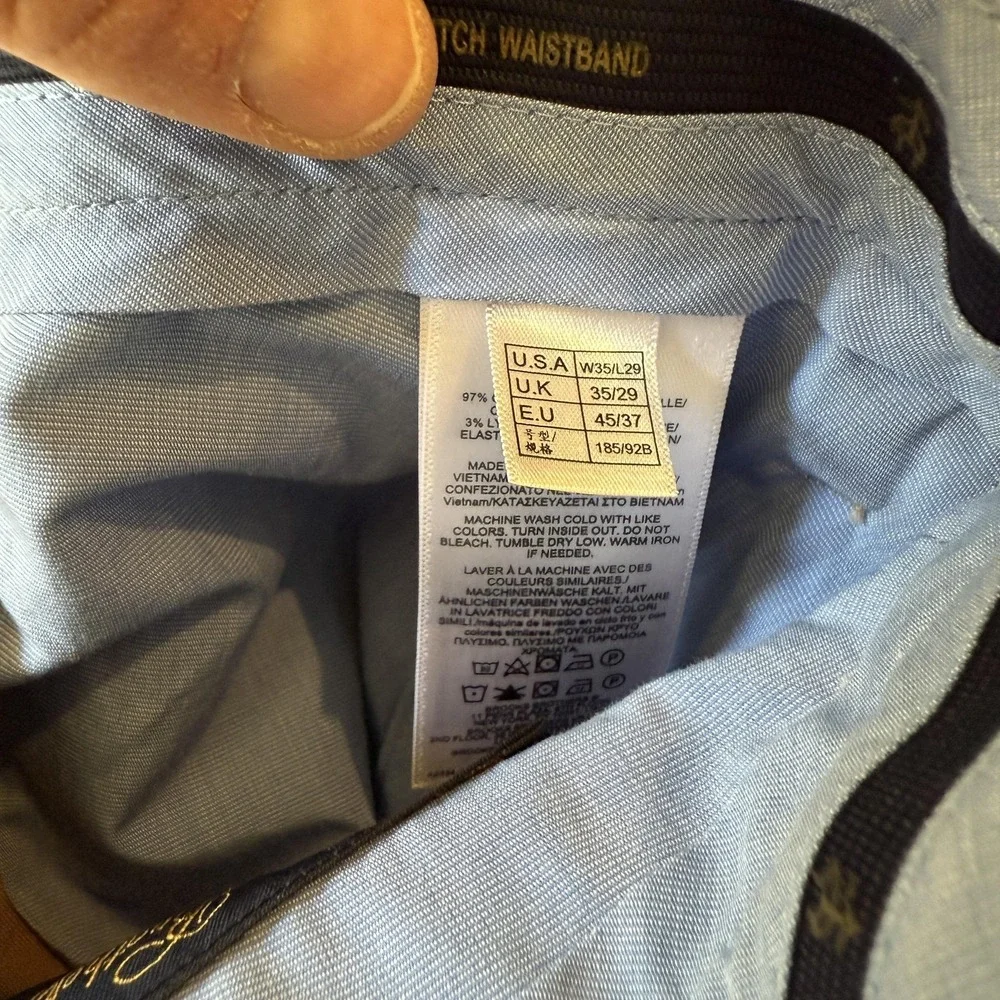 Brooks Brothers Advantage Chino Pants Mens 35x29 Khaki Tan Stretch Clark Fit